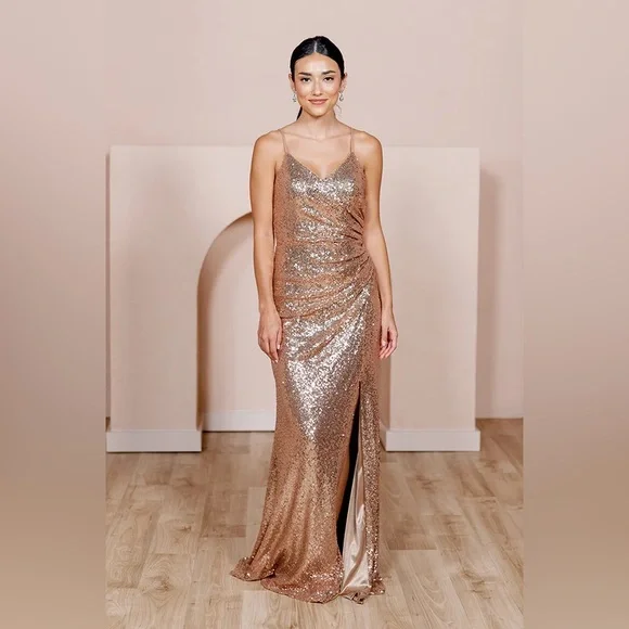 Revelry Rory Sequin Bridesmaid Dress Gold